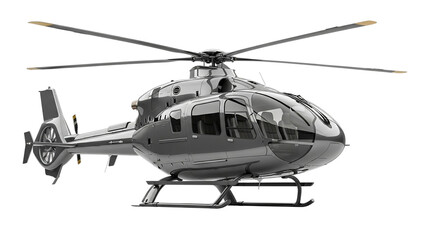 Modern Gray Helicopter Isolated on White Background isolated on a transparent background
