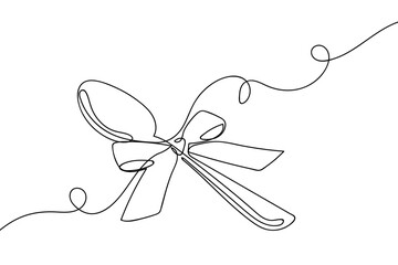 A single, continuous strand of spoon tied with a bow. one line drawn. linear concept. Editable stroke.