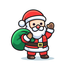 Santa Claus Carrying Gift Bag Flat Vector