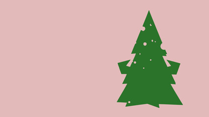 Green christmas tree shape with holes on pink background for holiday decoration and design