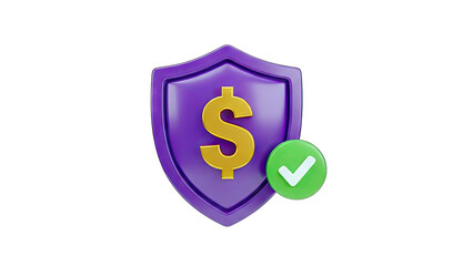 Financial Security Icon: Shield with Dollar Sign and Checkmark