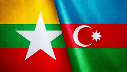 アゼルバイジャンの国旗とミャンマーの国旗(Azerbaijan flag & Myanmar flag.)
