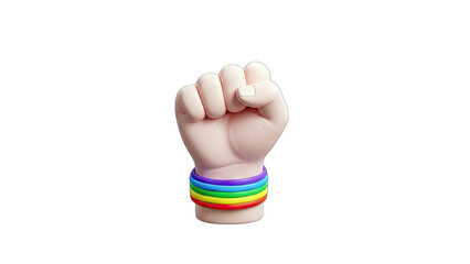 Fist with Rainbow Bracelet Symbolizing LGBTQ+ Pride