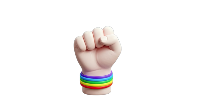 Fist with Rainbow Bracelet Symbolizing LGBTQ+ Pride - Powered by Adobe