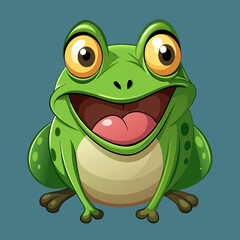 Fototapeta premium Happy cartoon frog with big eyes and wide smile