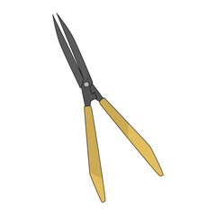 Garden pruning shears with long handles, essential tool for hedge trimming and plant care illustration
