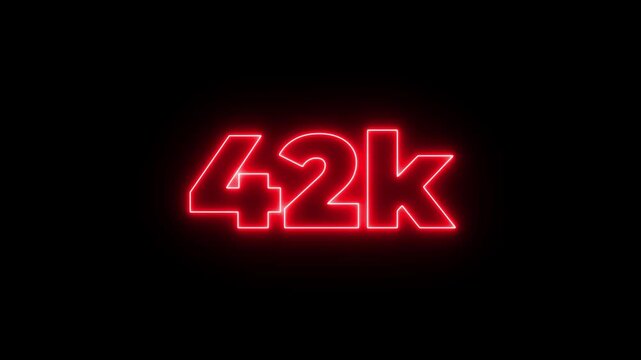 Glowing neon animation celebrating 500k subscribers or followers in blue and magenta colors.