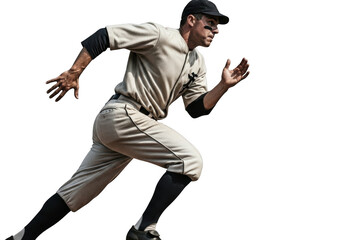Baseball player running isolated on transparent background