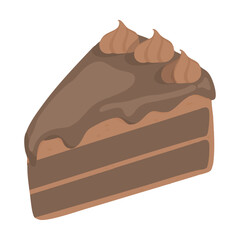 Hand drawn chocolate cake slice illustration