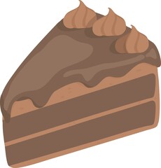 Hand drawn chocolate cake slice illustration