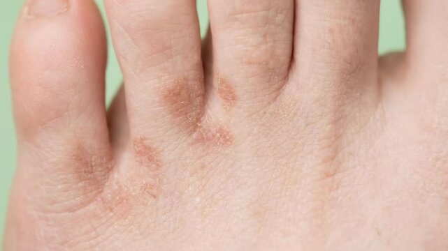 Close-up of Athletes Foot Fungus Between Toes on Human Foot.