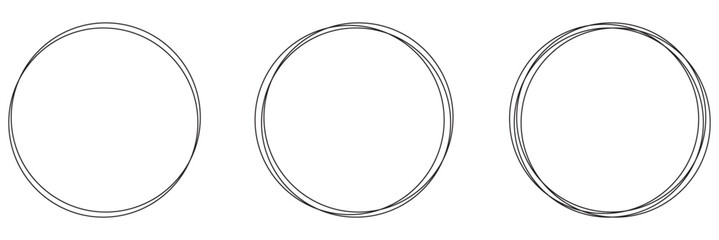 Hand drawn black crayon ovals and circles set. Ellipses in red pencil doodle style. Round freehand shapes, emphasis highlights. Red round rough thin frames. Best Design, Vector illustration.