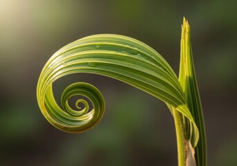 Minimalist Macro Detail of Palm Seedling Curl