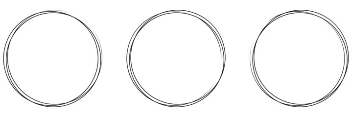 Hand drawn circle line sketch set. Circular vector image. Vector brush strokes circles of paint on white background, doodle round circles for message note mark . eps 10
