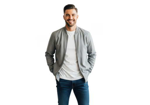 Man in casual outfit isolated on transparent background - Powered by Adobe