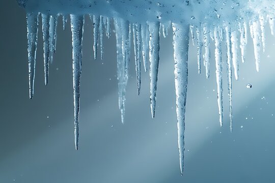 Minimalist Crystalline Icicles with Blue White Refraction on Clean Background