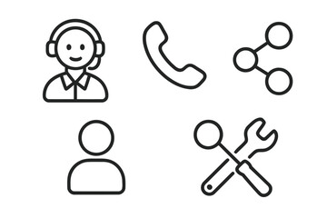 Obraz premium Assistance and Communication Vector Icons Set for Online Service