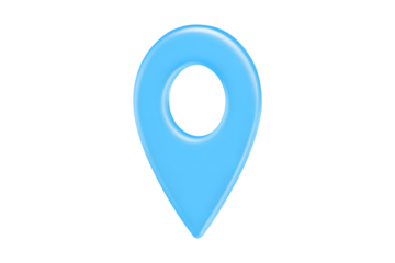 Minimal glass morphism location pin icon representing map, isolated on a white background