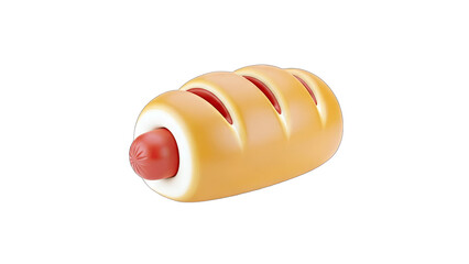 Hot Dog in a Bun on White Background