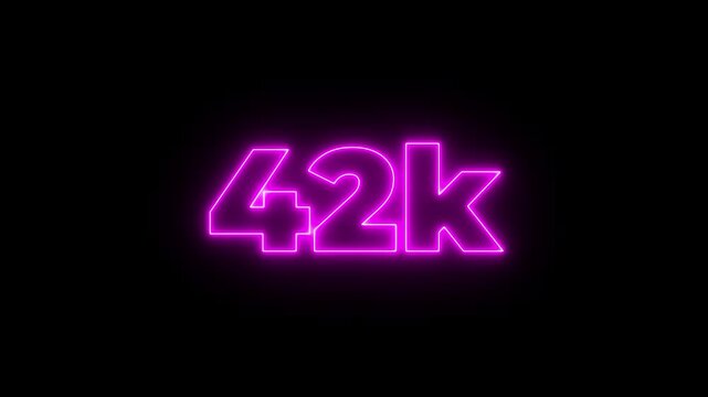Glowing neon animation celebrating 500k subscribers or followers in blue and magenta colors.