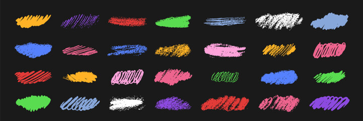 Doodle scribbles and squiggles set. Marker, Charcoal, pencil, crayon or chalk sketch drawing.