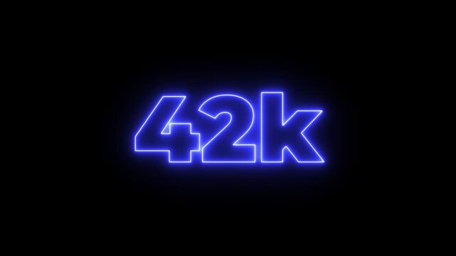 Glowing neon animation celebrating 500k subscribers or followers in blue and magenta colors.