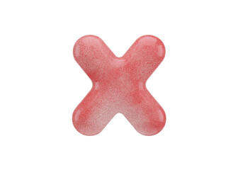 A Glossy Pink X Shape Candy or Sweet Isolated on White Background