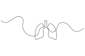 Continuous Line Drawing of Human Lungs - Respiratory System and Health