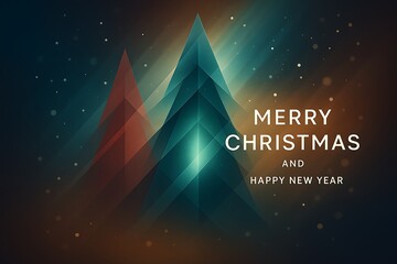 Minimal Abstract Christmas Background with Geometric Trees and Snowflakes for Social Media and Festive Banners