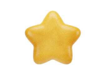 Bright Yellow Star Shaped Candy on White Background Isolated