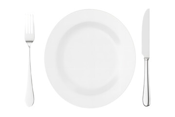 Place setting with plate, isolated on a white background