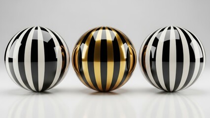 Fototapeta premium Three striped spheres display