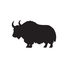 Yak silhouette icon vector flat design