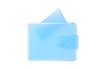 Purple glass morphism wallet icon, isolated on a white background