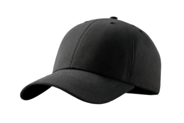 Black baseball cap with curved brim isolated on black background headwear, Png On White Background, Isolated on Transparent Background, Cut Out