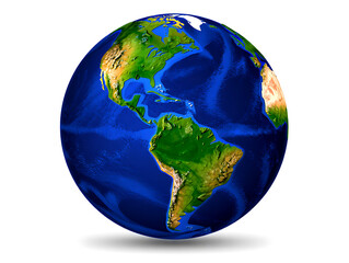 Earth globe with continents