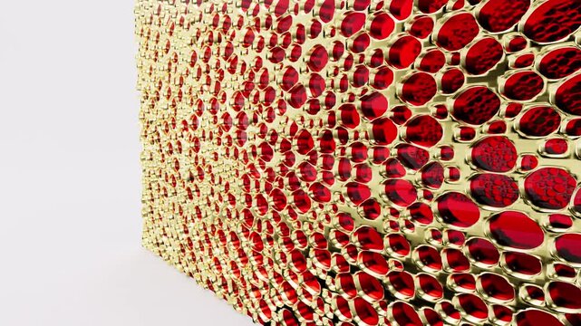 Stained red glass gold wall bg 4k