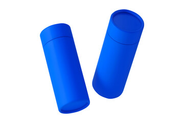 Pair of craft paper tubes with caps, isolated on a white background