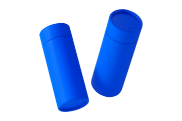 Pair of craft paper tubes with caps, isolated on a white background