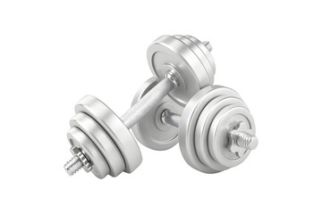 Pair of gym dumbbells, perfect for fitness, isolated on a white background