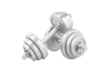 Pair of gym dumbbells, perfect for fitness, isolated on a white background