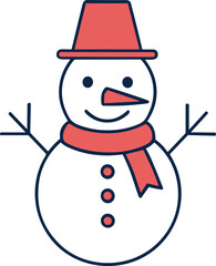 Cute Snowman with Hat and Scarf – Isolated on Transparent Background Winter Illustration