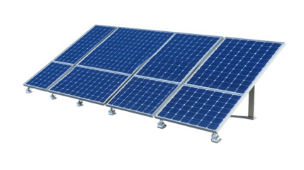 Solar panels array on a black background renewable energy source on transparent background