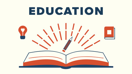 Education concept with book, light bulb and pencil on white background, symbolizing learning and knowledge