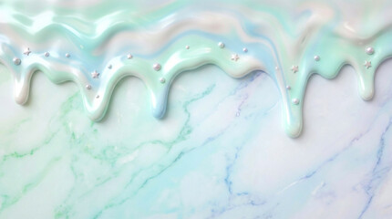 水色と緑色のマーブル模様の溶けたテクスチャーと大理石の背景