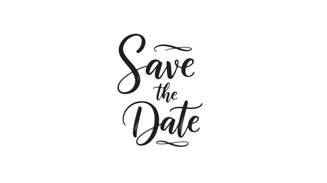 Elegant Save the Date Calligraphy Script for Wedding Invitations and Event Announcements vector