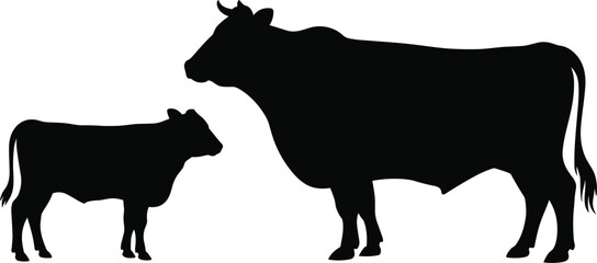 Silhouettes of a Cow and a Calf cattle bovine