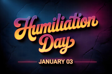 Humiliation Day awareness concept with bold colorful typography on dark textured background