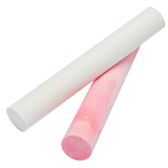 Classic white and playful pink chalk sticks, essential for art, education, and creative expression, offering a simple yet versatile medium for drawing and writing