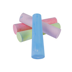 Vibrant Assortment of Colored Chalk Sticks on a Pure White Background, Ideal for Artistic Creations and Classroom Activities